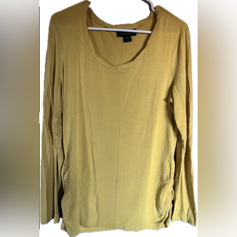 Attention yellow ruched design long sleeve shirt. Women’s size large.